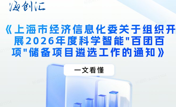 一文看懂《上海市经济信息化委关于组织开展2026年度科学智能"百团百项"储备项目遴选工作的通知》